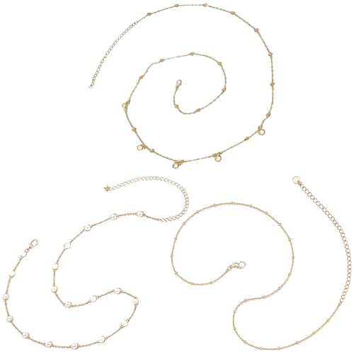 3Pcs Gold-Tone Waist Chain Set – Adjustable Layered Belly Chains for Women – Water-Resistant Body Jewellery for Beach and Daily Wear
