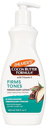 Palmer's Cocoa Butter Formula Skin Firming Body Lotion, Toning & Tightening Cream with Q10, Collagen & Elastin, Pump Bottle, 400ml/13.5 Oz.