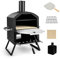 COSTWAY Outdoor Pizza Oven, 2-Layer Wood Fired Pizza Maker with Waterproof Cover, Anti-scalding Handles, Pizza Stone & Pizza Peel, Outside Pizza Cooker for Camping Picnic (54 x 31 x 72 cm, 1 Grill)