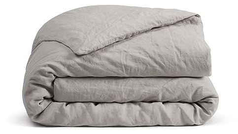 100% Natural Linen Duvet Cover | Bedding Single - Superking | 4 Colours | Belgian French Flax Woven in Portugal | Dove Grey - Double