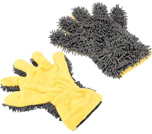 Wohlstand 2 Pezzi Guanto da lavaggio assorbente in microfibra,Guanti In Microfibra per Lavaggio Auto, Guanti In Microfibra Bifacciale, Per La Pulizia Delle Auto