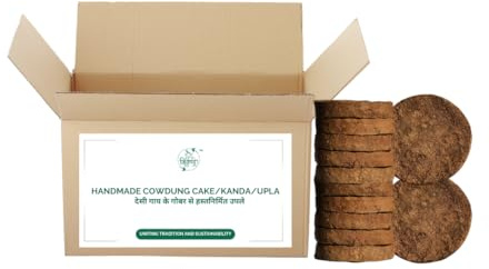 Triveni Organics Desi Gir Cow Dung Cakes (30 Pieces) | Handmade Gobar Uple for Hawan, Pujan, Agnihotra & Organic Compost | Round-Shaped Cowdung Kanda for Pooja, Havan Kund & Spiritual Rituals