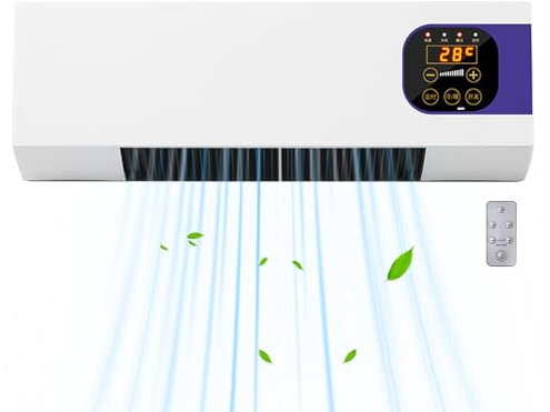 Air Cooler - 2000W Wall Mounted Air Conditioner | Air Cooler Heater Dehumidifier Air Purifier Fan With Remote Control | Air Cooling Heating Fan For Bedroom Living Room | Compact Air Conditioner