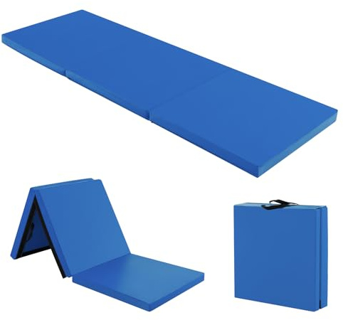 COSTWAY Tapis de Gymnastique Pliable Epais, Matelas d'Entrainement en Mousse et PU avec Poignées, pour Gymnastes Entraînements Sportifs Yoga, 180x60x5CM