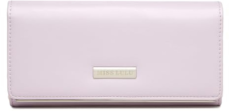 Miss Lulu Portefeuille Femme en PU avec 14 Emplacements pour Cartes, Porte-Monnaie Élégant 3 Couleurs avec Fermeture Éclair, Design Minimaliste et Détail Métallique pour Le Quotidien