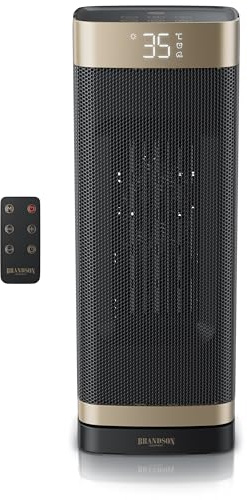 Brandson - Heizlüfter energiesparend leise - Oszillation - mit Fernbedienung - Preisträger - ECO Modus - 2 Stufen - Timer - Heizung Keramik Heater - Bad Wohnzimmer Büro Kinderzimmer
