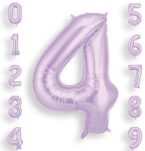 AOOSU Purple Helium Balloons, 40 Inches Number Balloons 4, Foil Birthday Balloon for Birthday Anniversary Wedding Party Decorations Celebration Supplies for Girls Women Men Boys