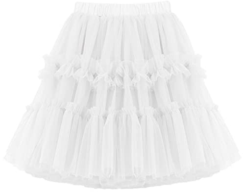 Jupe tutu en tulle pour fille avec volants pour carnaval et danse - Jupe courte de ballet pour enfant - Jupe graduée pour carnaval et princesse - Jupe en tulle souple multicouche élastique - Pour fête