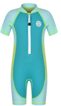 Shorty Traje de neopreno de 2 mm para niños, edades de 2 a 6 años, para clases de natación, buceo, surf y esnórquel, niños y niñas (verde, 4)