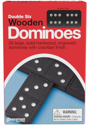 Pressman Toy Double Six Wooden Dominoes, 28 Pieces Wooden Dominoes Six