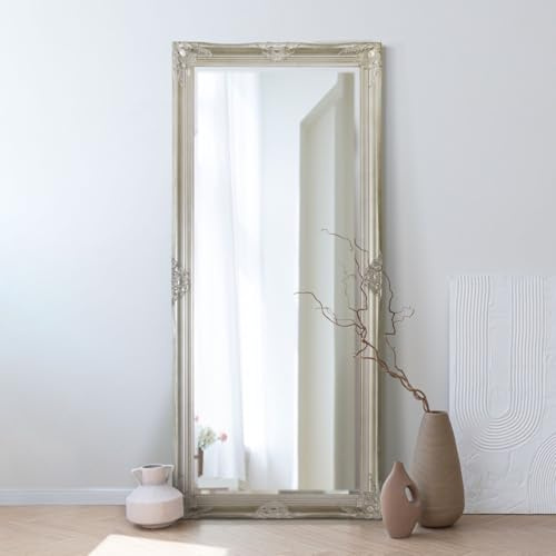 MirrorOutlet Large Silver Antique Shabby Chic Ornate Wall Mirror 5Ft6 X 2Ft6, 168cm X 76cm,XY050