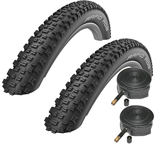 Schwalbe Rapid Rob 26 x 2.10 Mountain Bike Tyres with Schrader Tubes (Pair)