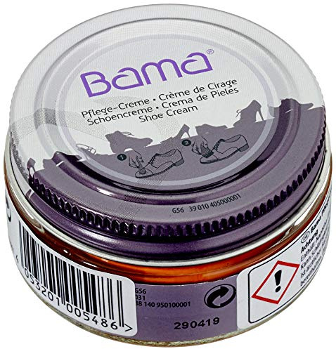 Bama Schuhcreme, Pflegecreme im Glastiegel für Glattleder, optimale Pflege für Lederschuhe, Hellbraun, 50 ml