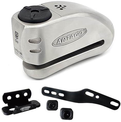Artago 32S2 Pack Candado Antirrobo Disco con Alarma 120db Alta Seguridad + Soporte para Yamaha MT-07 y Tracer 700, Homologado Sra