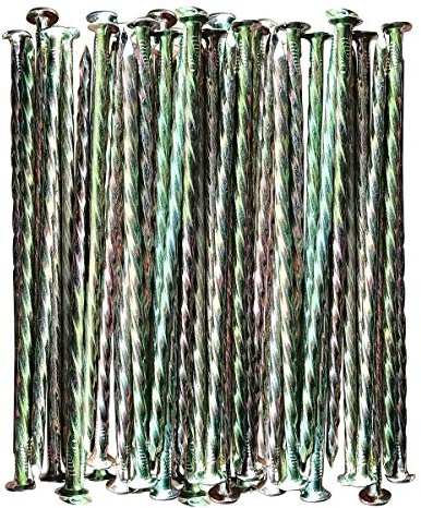 MAOMBO Estacas de césped Artificial de Metal galvanizado en Espiral para paisajismo Falso, 36 Unidades, para Exteriores, Resistentes, Resistentes a la corrosión, 6 Pulgadas de Largo, Clavos de Madera