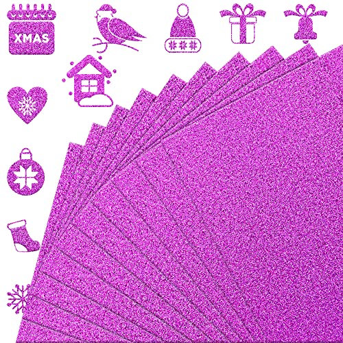 FEILIBAY 20 ark rosröda glitter kartonglapper, A4-storlek glitterpapper för hantverk, födelsedags- och bröllopsfestdekorationer, presentförpackning och andra gör-det-själv-projekt, 250 GSM/100 pund
