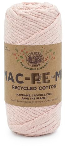 Lion Brand Yarn Mac-Re-Me, Super Bulky Recycled Cotton Yarn for Knitting, Crochet, and Crafts, Sweet Pink, 1 Pack