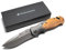 Fichtensteiner Outdoor Messer AKIRA, edles Taschenmesser mit Echtholzgriff, Survival Messer mit Gurtschneider, Glasbrecher und Gürtelclip, kompaktes Klappmesser aus 7Cr17MoV Stahl