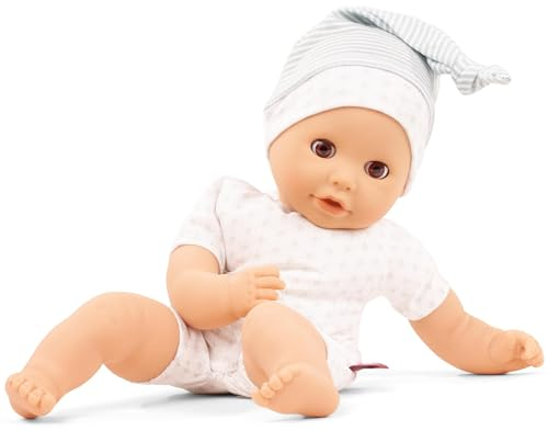 Götz 2416070 Cosy Aquini to Dress Badepuppe - Puppe ohne Haare und braunen Schlafaugen - 33 cm Mädchen-Babypuppe ab 18 Monaten