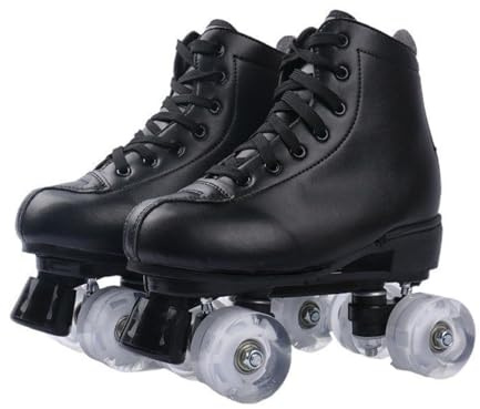 BMOZRM Doppelreihe Rollschuhe Damen Und Männer Schick Rollschuhe Vier Räder Rollerskates Draussen Sport Roll Schuhe for Erwachsene (Color : Black+White Wheel, Size : 44 EU)
