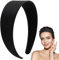 4CM Breiter Haarreif, Haarreifen Damen Breite, Schwarz, Klassisches Basic Schwarz Band Haarband für Damen, Vielseitiges Stirnband aus Material, Elegantes Accessoire für Jeden Anlass(1 PC)