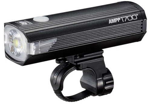 CatEye Ampp 1700 Super Bright LED Bicycle Front Light - 1700 Lumens OptiCube Technology - IPX4 Waterproof Rated - FlexTight Easy Fit Bracket - USB C Rechargeable - Cycling Light