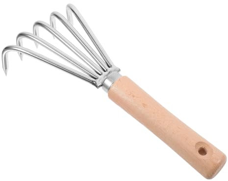 Housoutil Houe Japonaise Outil De Jardinage Râteau en Acier Inoxydable Petit Râteau De Désherbage Râteau À Gazon Râteau À Retourner Le Sol Manche Court