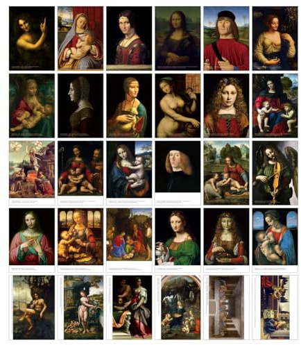 HOSTEESSCHOICE Beautiful Art Postcards set of 30 Italian Artist Leonardo da Vinci Oil Painting Collection Post card variety pack Famous Painting Scenery