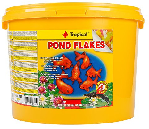 POND FLAKES 11L / 1,6kg - fiocchi multi-ingrediente per l'alimentazione quotidiana di giovani pesci di grandi specie ornamentali da laghetto, pesci rossi, koi, pinnipedi, ecc.