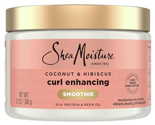 SheaMoisture Smoothie Curl Enhancing Cream Coconut and Hibiscus for Thick, Curly Hair Sulfate Free and Paraben Free 12 oz