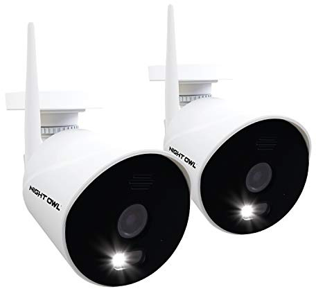 Night Owl AC Powered 1080p HD Wi-Fi IP Indoor/Outdoor Camera with 100 ft. of Night Vision, 2-Way Audio, Built-in Spotlight, Wide Viewing Angle and Free Remote Viewing App, 2-Pack