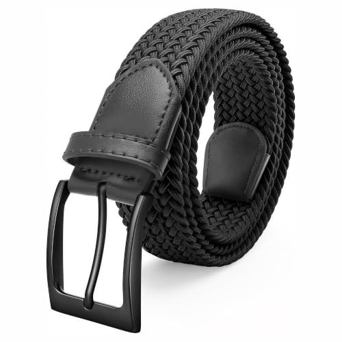 Fairwin Ceinture Homme Élastique Tressée Nylon Réglable Tissu Sans Trou | Ceinture extensible pour homme avec tissu tissé et boucle ardillon, ceinture épaisse, ajustement flexible pour jeans