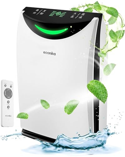 Humidificador y purificador de aire 4 en 1 en uno de hasta 1035 pies cuadrados, ionizador de luz UV C, purificador de aire y humidificador, purificadores de aire para toda la casa para dormitorio,
