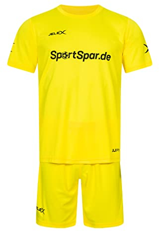 JELEX Team 22 Fußball Trikot Set 2-teilig mit Trikot und Shorts in verschiedenen Farben, atmungsaktiv, flache Nähte, elastisch, für Teamsport und Einzeltraining (Gelb)