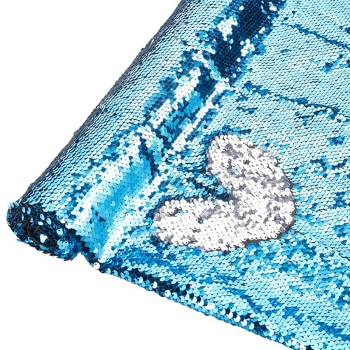 NBEADS Tessuto con Paillettes, 1.5mx1m Tessuto con Paillettes Reversibili Luccicanti Da Parete Tessuto con Paillettes A Rete Tessuto Glitterato per Cucire Graffiti Performance Stage, Cielo Azzurro