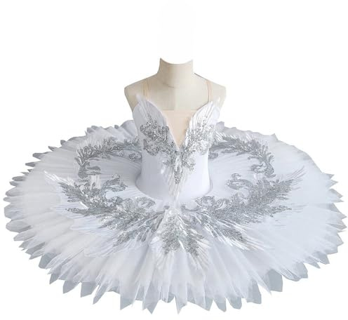 GeRRiT Ballet Blanco Tutú Lago de los Cisnes Panqueque Bailarina Fiesta Trajes De Baile Niñas Mujeres Adultos Niños Vestido De Ballet Profesional,Blanco,110