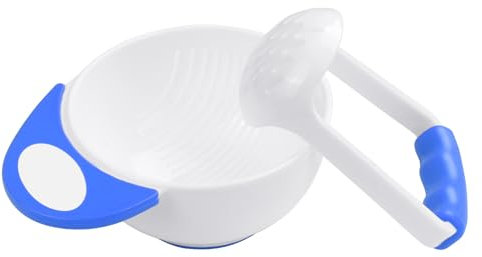 HOTUT Juego de Cuencos para puré de Comida, Tazón Puré Alimentos, Tazón para Puré con Varilla de Molienda, Antideslizante, Tazón De Molienda con mango Para Puré Fruta Verdura