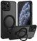 Tawarror 3-in-1 MagStänder Handyhülle für iPhone 11 Pro Max Hülle für MagSafe, Matt Transluzente Magnetisch Schutzhülle für iPhone 11 Pro Max mit Ständer Hart PC Kratzfest + TPU Stoßfest Case, Schwarz