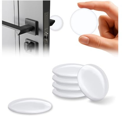 Butee de Porte Autocollante Silicone, 12 Pcs,42x10mm, Tampon Porte Adhesive, Robuste et Durable, Protection Poignée Porte & Murs pour Placards, Cuisine, Salle de Bain & Chambre, Blanc