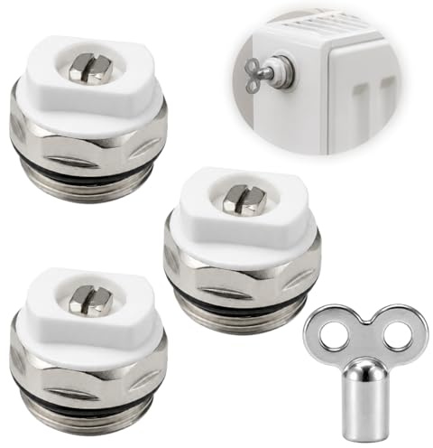 3 pezzi Valvola di sfiato per radiatore, set di valvola manuale per sfiato radiatore, per manutenzione domestica, facile da usare, sostituibile, utensile di montaggio incluso
