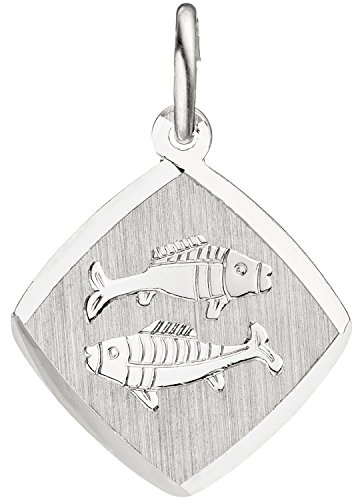Jobo Sternzeichen-Anhänger Fische aus 925 Sterling Silberteil teil matt