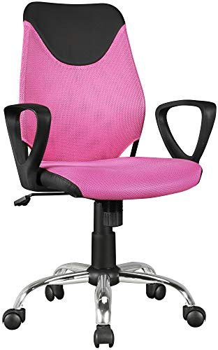 AMSTYLE Kinder-Schreibtischstuhl Terni Schwarz Pink für Kinder ab 6 mit Lehne, Kinder-Drehstuhl Kinder-Bürostuhl ergonomisch, Jugendstuhl höhenverstellbar