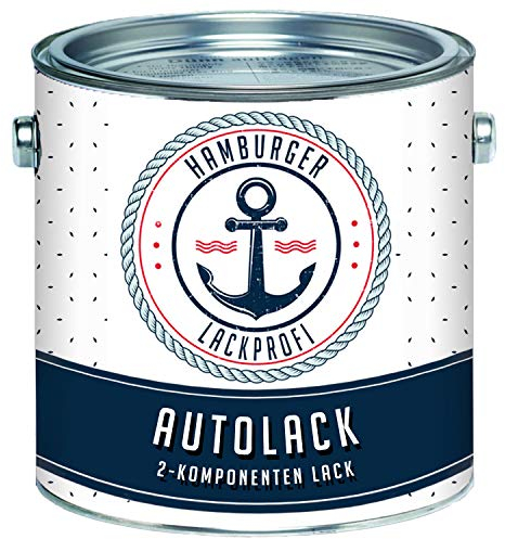 2K Autolack GLÄNZEND Rot RAL 3000 Feuerrot im Set Decklack - Hochdeckend - Rostschützend - Kratz- und schlagfest // Hamburger Lack-Profi (1 L)