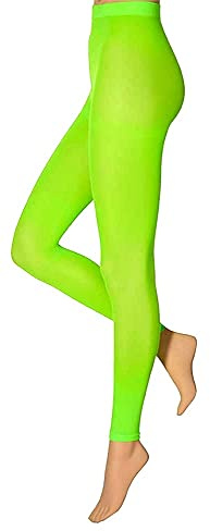 krautwear Damen Mädchen Leggins Leggings 60 den Karneval Fasching Kostüm rot blau rot neon rosa grün gelb (Neon Grün, 2X L/XL)
