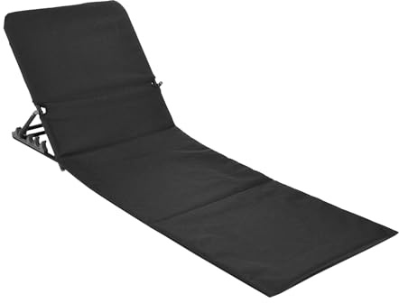 Strandmatte klappbar mit Verstellbarer Rückenlehne - schwarz - Liegematte faltbar mit Tragegurt - Strandliege Sonnenliege Gartenliege Sonnenmatte Liegematte für Garten Camping Picknick Reise Urlaub
