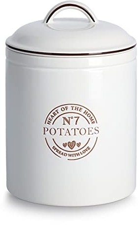 ZELLER 19364 Vorratsdose Potatoes, 2900 ml, Keramik, weiß, ca. Ø 17,5 x 24,5 cm, Vorratsbehälter, Aufbewahrung, Aufbewahrungsbox
