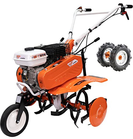 RURIS - Motobineuse Thermique 6500FR - 7 CH - pour Surfaces jusqu'à 1000 m² - 24 Fraises - Largeur de Travail 560-830mm - Guidon Ajustable - Roues en Caoutchouc - Outillage de Jardin