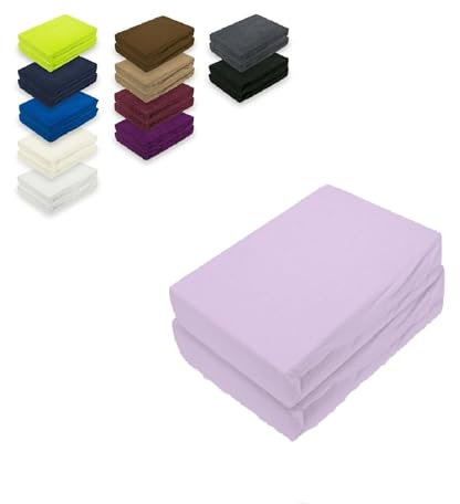 EXKLUSIV HEIMTEXTIL Frottee Spannbettlaken Doppelpack 140-160 x 200 cm 80% Baumwolle, 20% Polyester Öko - Tex Zertifiziert, Markenqualität, Matratzenhöhe bis 25 cm, Flieder