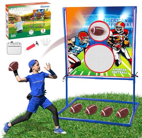 Clemas Juego de lanzamiento de objetivos, fútbol americano, regalos de fútbol para niños de 6 a 8 años, niños de 8 a 12 años, diversión inspirada al aire libre para niños, adolescentes, todas las