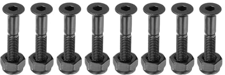 PATIKIL Skateboard Hardware Kit 1-1/8, 8pcs Carbon Steel Grade 8.8 Mounting Screws Bolts Nuts Set for Skateboard Cruiser, Black
